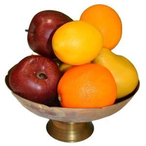Console Brass Bowl with Faux Fruit